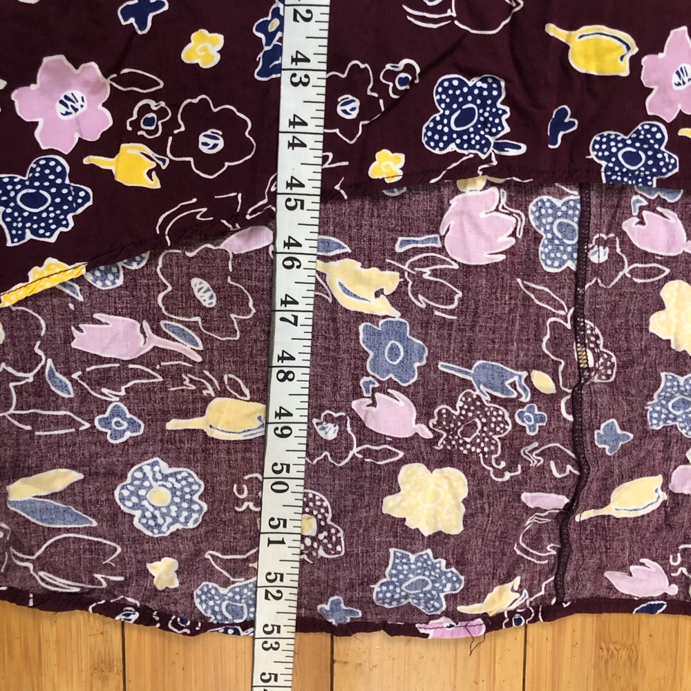 Modcloth Floral Print Flowy Chiffon Hi Low Yellow Plum Purple Maxi Dress size XL - Picture 16 of 16
